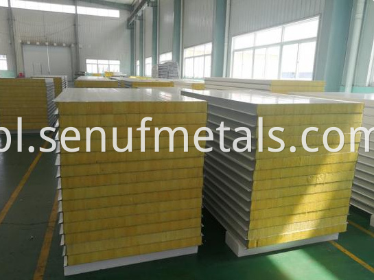 50 150mm Thickness Rockwool Sandwich Panel For Metal Wall Cladding System